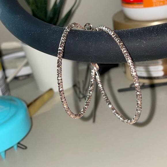 Rose Gold Hoop Earrings - Picture 2 of 3